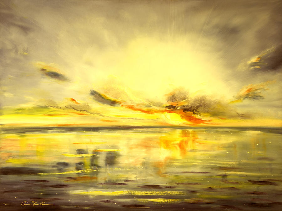 Sunset Painting - Golden Sunset by Gina De Gorna