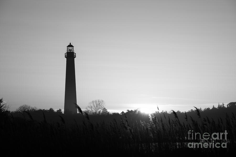Black And White Photograph - Golden Sunset Lighthouse in BW by Michael Ver Sprill