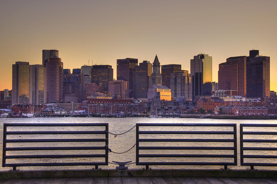 Boston Photograph - Golden Sunset Over Boston by Joann Vitali