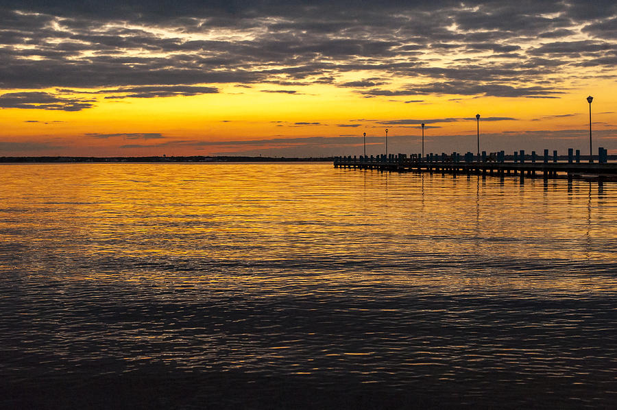 Golden Sunset Pier Seaside New Jersey Photograph by Terry DeLuco