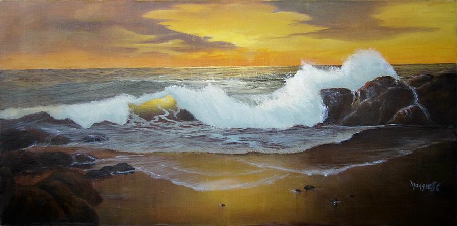 Golden Sunset Seascape Painting By Maggie Cabral Fine Art America