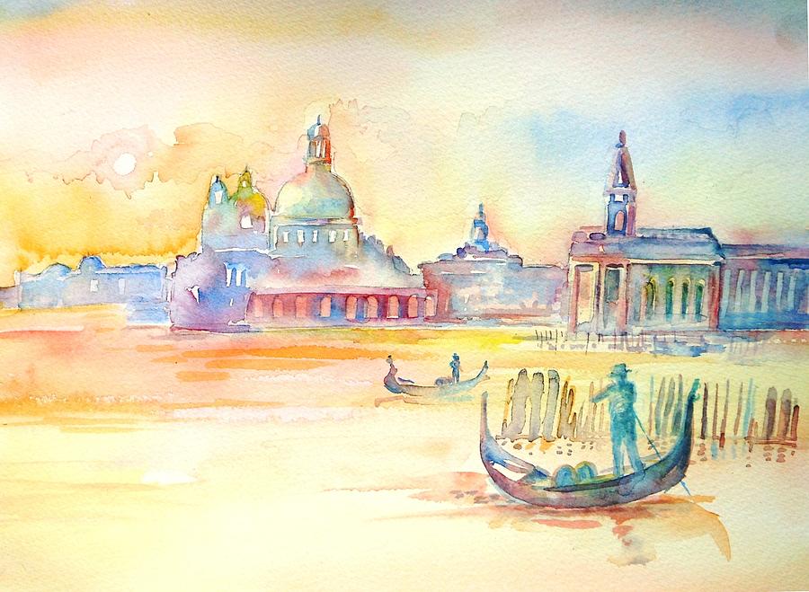 Golden Sunset Venice Painting by Trudi Doyle