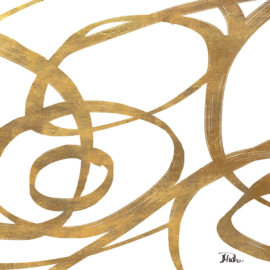 Abstract Digital Art - Golden Swirls Square I by Patricia Pinto