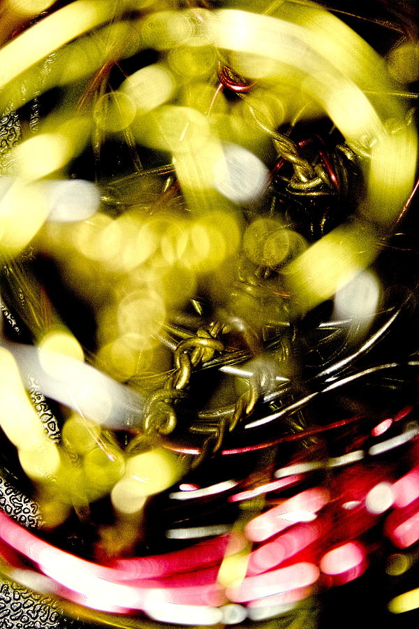 Golden Swirls Surrounded in Red Photograph by Sandra Pena de Ortiz