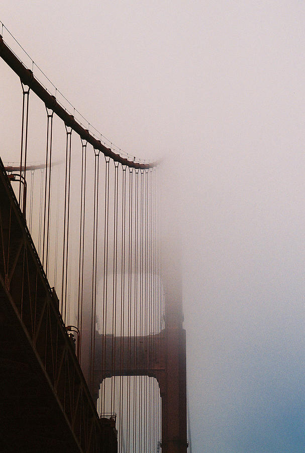 Golden Gate Bridge Photograph - Golden Tower in the Fog by Lisa Caroline