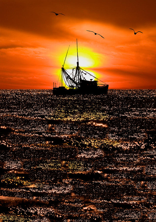 Boat Photograph - Golden Trawler - Outer Banks by Dan Carmichael