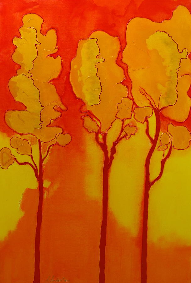 Tree Painting - Golden Trees by Antoinette  Andersen