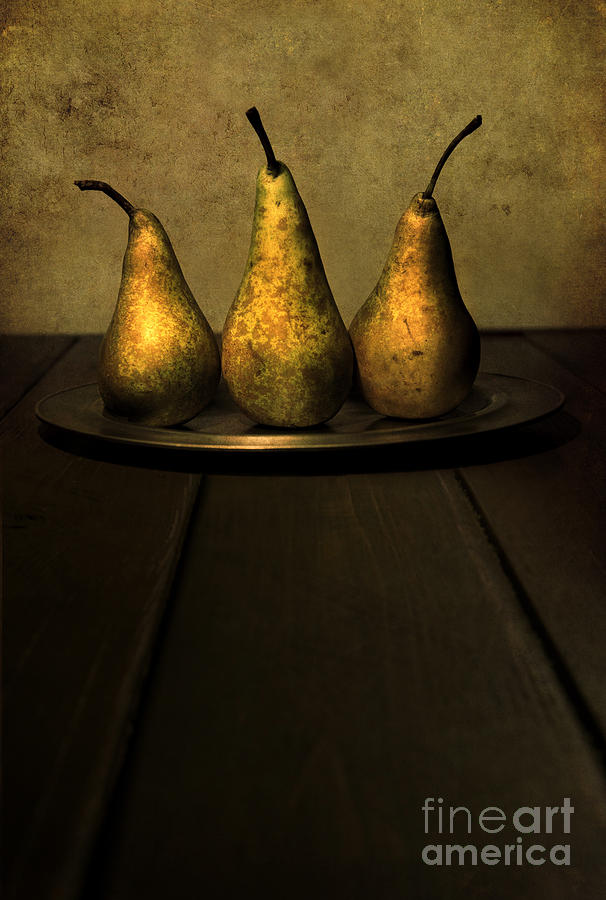 Pear Photograph - Golden Trio by Jaroslaw Blaminsky