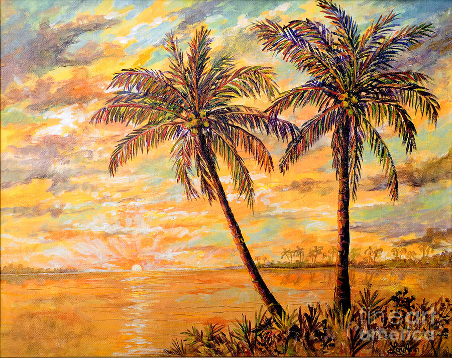 Golden Tropics Painting by Lou Ann Bagnall