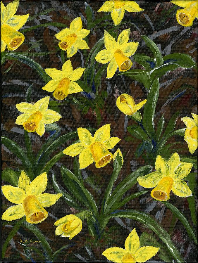 Golden Trumpets Painting by Alice Faber