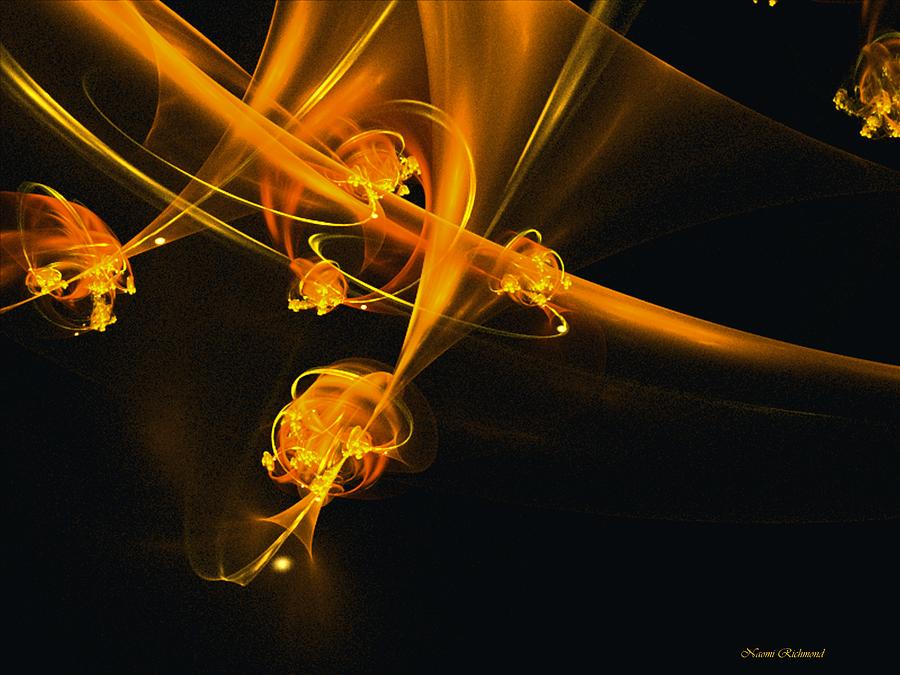 Abstract Digital Art - Golden Trumpets by Naomi Richmond