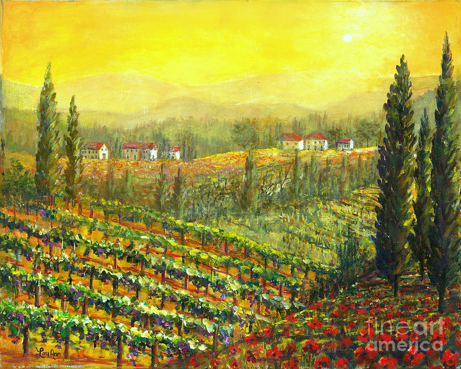 Poppy Painting - Golden Tuscany by Lou Ann Bagnall