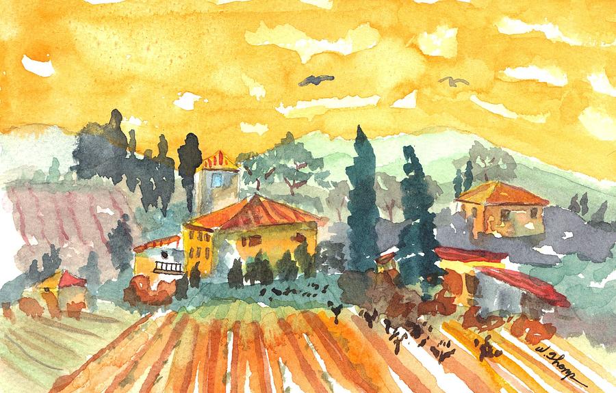Golden Vineyard  Painting by Warren Thompson