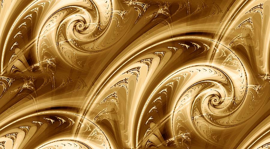 Abstract Digital Art - Golden Waves by Anastasiya Malakhova