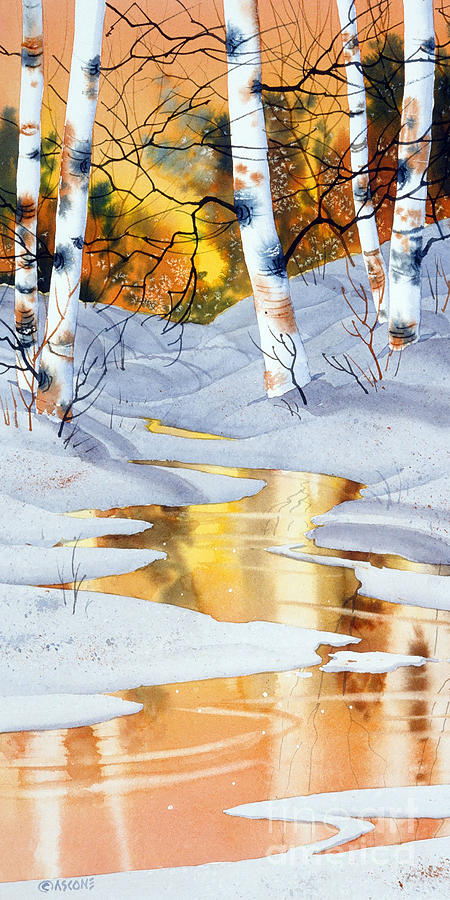 Sunset Painting - Golden Winter by Teresa Ascone