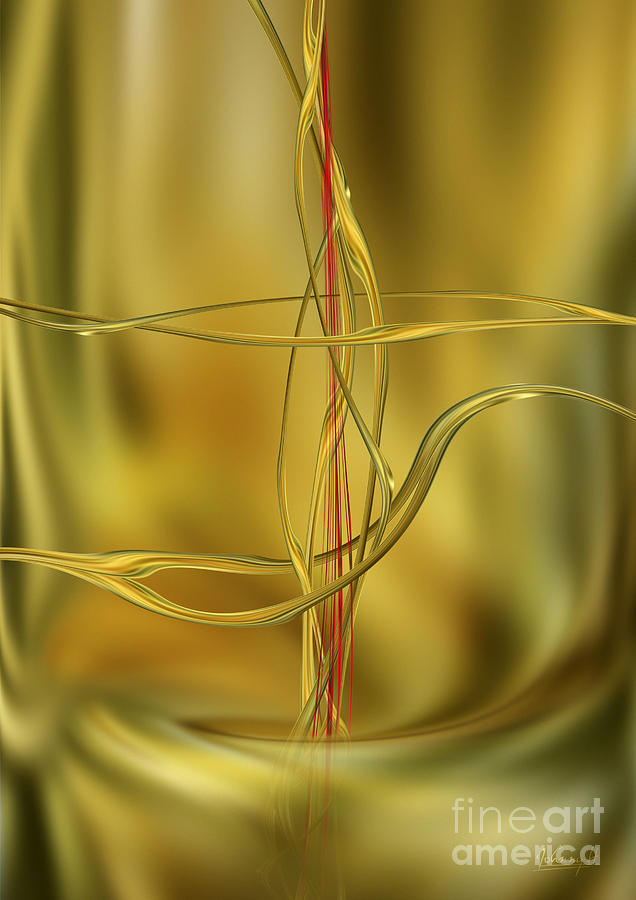Golden with red flow 4 Digital Art by Johnny Hildingsson