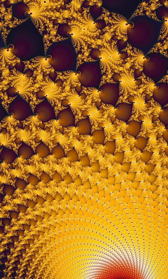 Golden yellow and red digital firework - modern abstract art Digital Art by Matthias Hauser