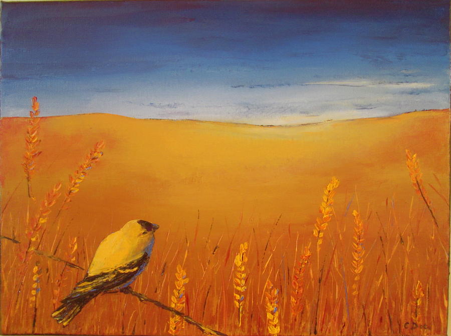 Bird Painting - Goldfinch View  by Carolyn Doe