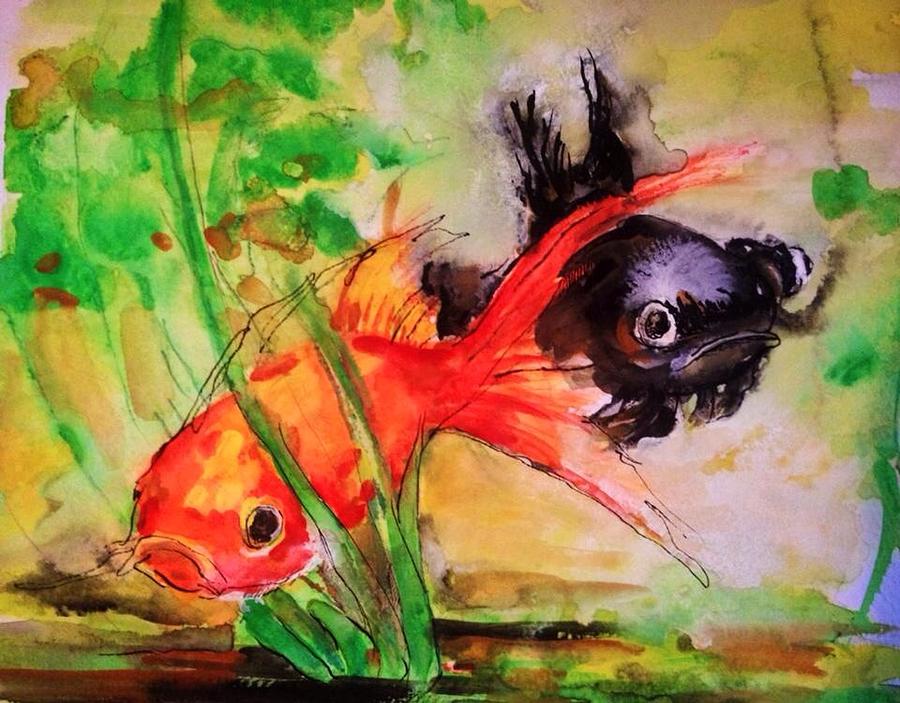 Goldfish and Molly Painting by Sharon Lyn Stackpole - Fine Art America