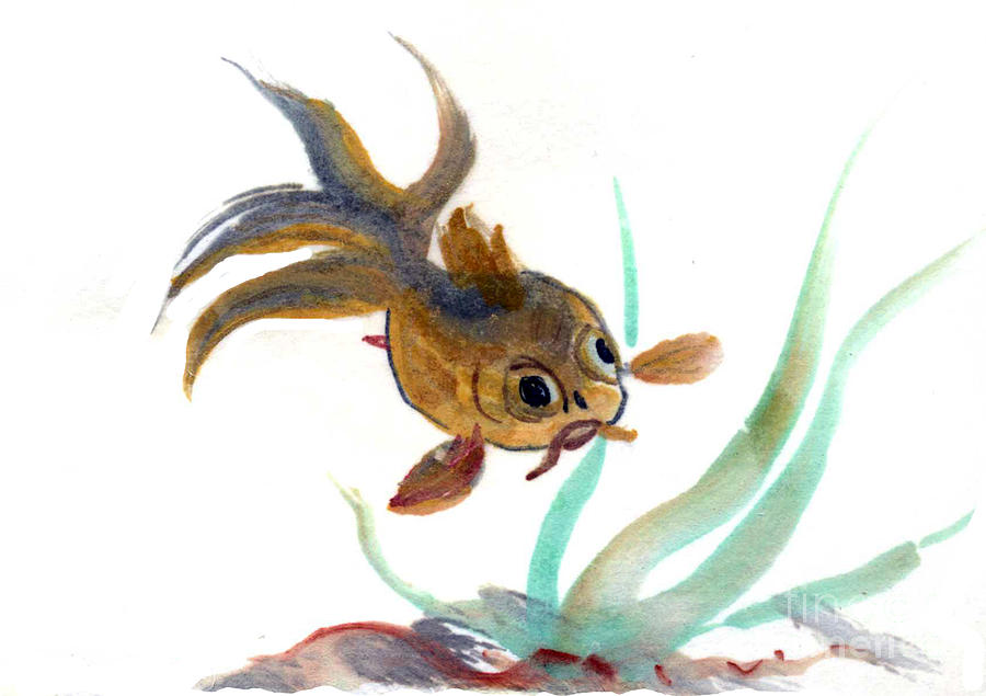 Goldfish In Shadow Painting by Ellen Miffitt