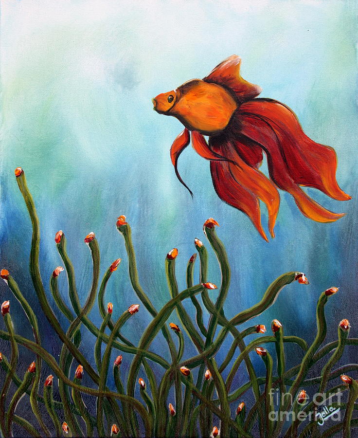Goldfish Painting by Jolanta Anna Karolska