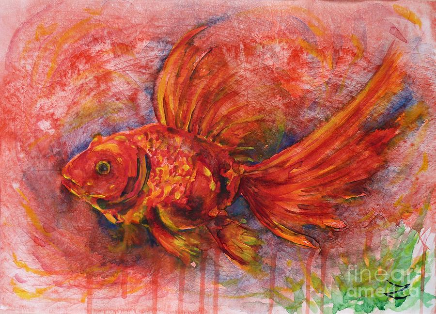 Goldfish Painting by Zaira Dzhaubaeva