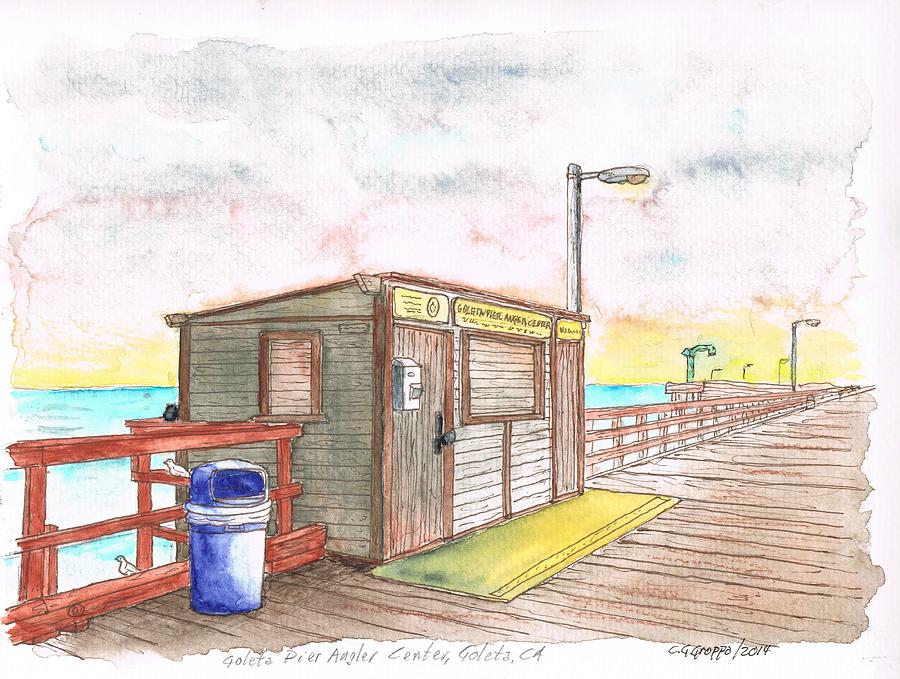 Goleta Pier Angler Center - Goleta Beach - California Painting by Carlos G Groppa