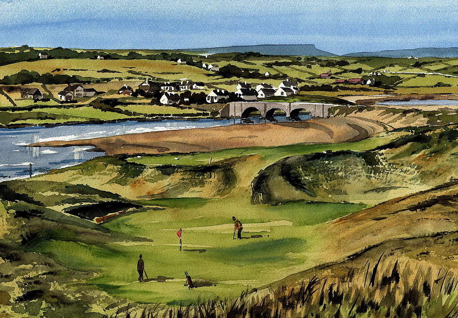 CLARE  Golf at Lahinch GC Painting by Val Byrne