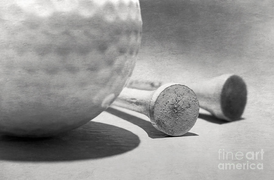 Golf Ball and Tees Black and White Photograph by Charline Xia