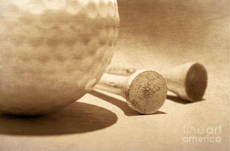 Golf Ball and Tees Sepia Photograph by Charline Xia