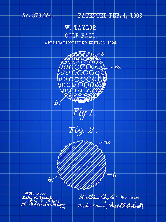 Golf Ball Patent 1906 - Blue Digital Art by Stephen Younts