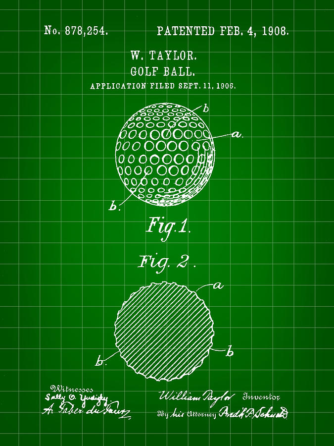 Golf Digital Art - Golf Ball Patent 1906 - Green by Stephen Younts