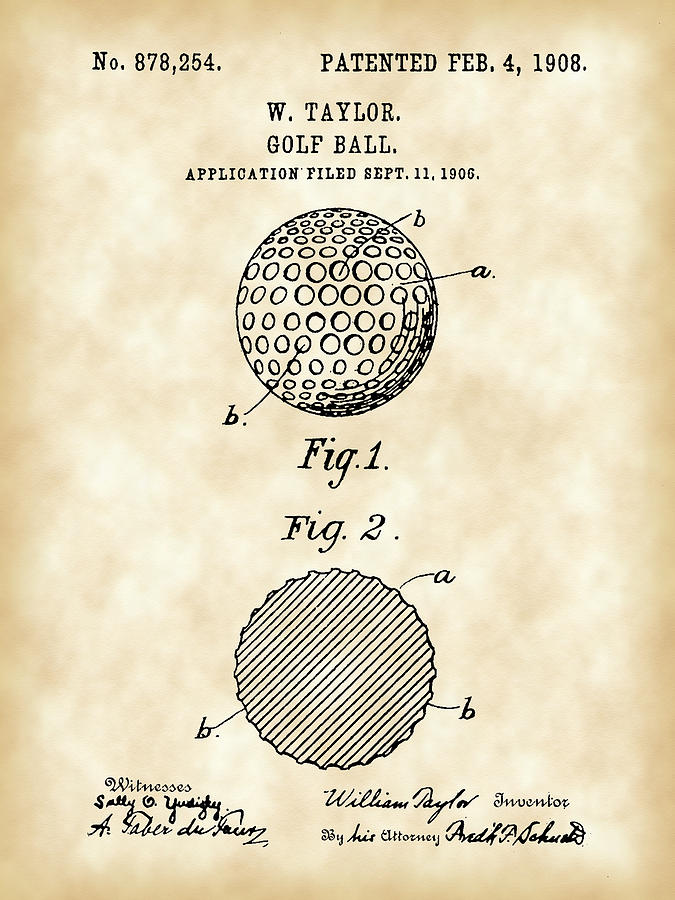 Golf Ball Patent 1906 - Parchment Digital Art by Stephen Younts