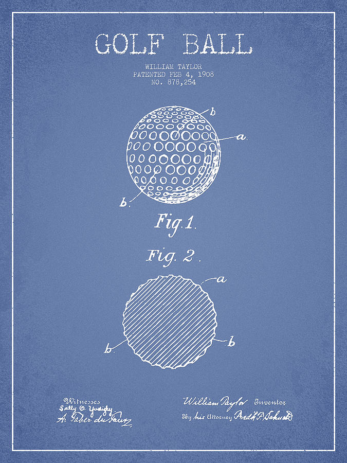 Golf Digital Art - Golf Ball Patent Drawing From 1908 - Light Blue by Aged Pixel