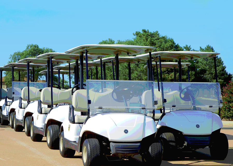Golf Carts Ready to Roll digital art Digital Art by Ann Powell