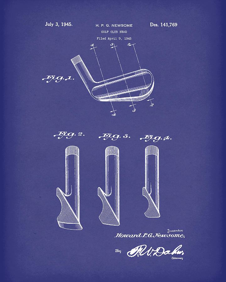 Golf Club 1949 Patent Art by Prior Art Design