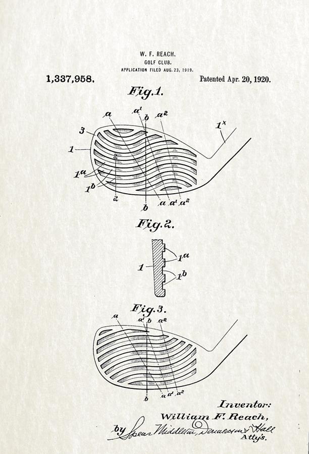 Golf Club Patent Drawing IIi Painting
