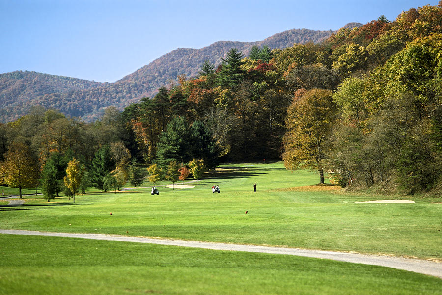 Golf Course in Autumn Photograph by Sally Weigand