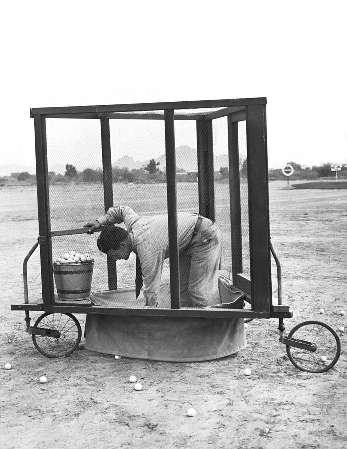 Golf Driving Range Safety Cart Photograph by Underwood Archives