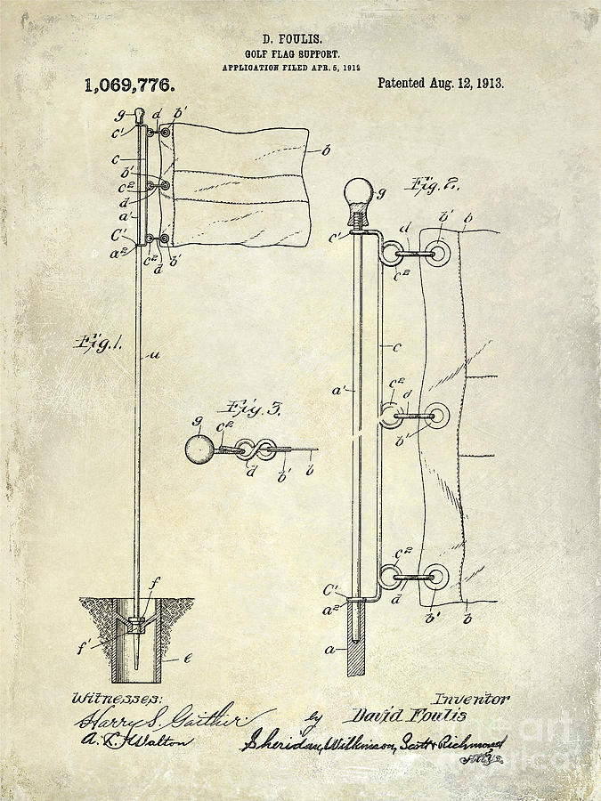 1913 Golf Flag Patent  Photograph by Jon Neidert