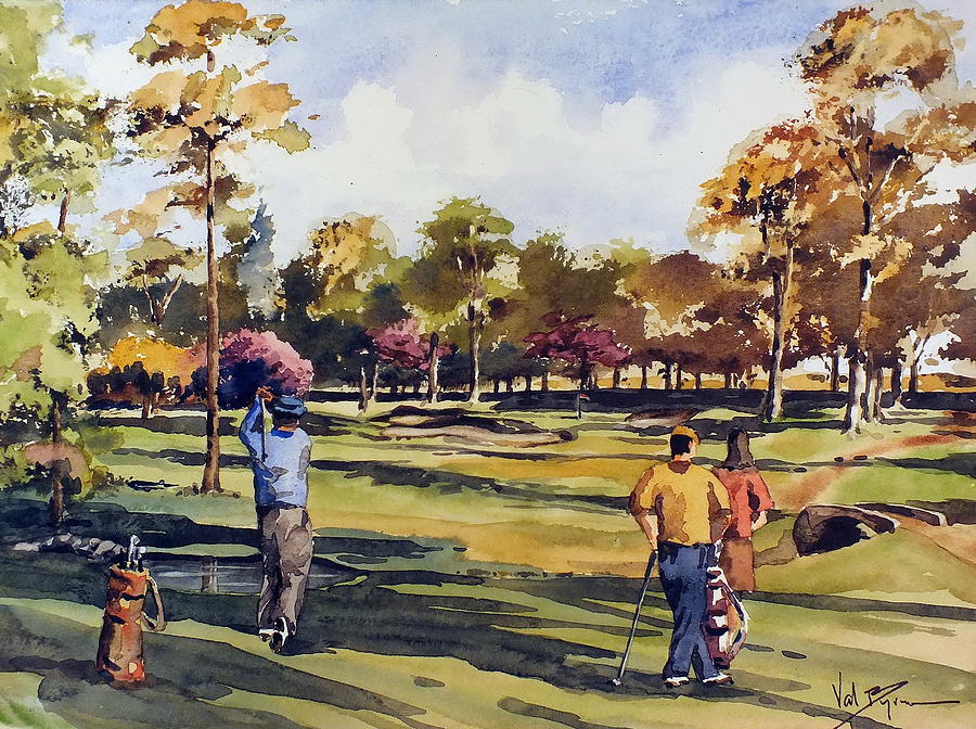 Ireland Painting - Golf in Ireland by Val Byrne