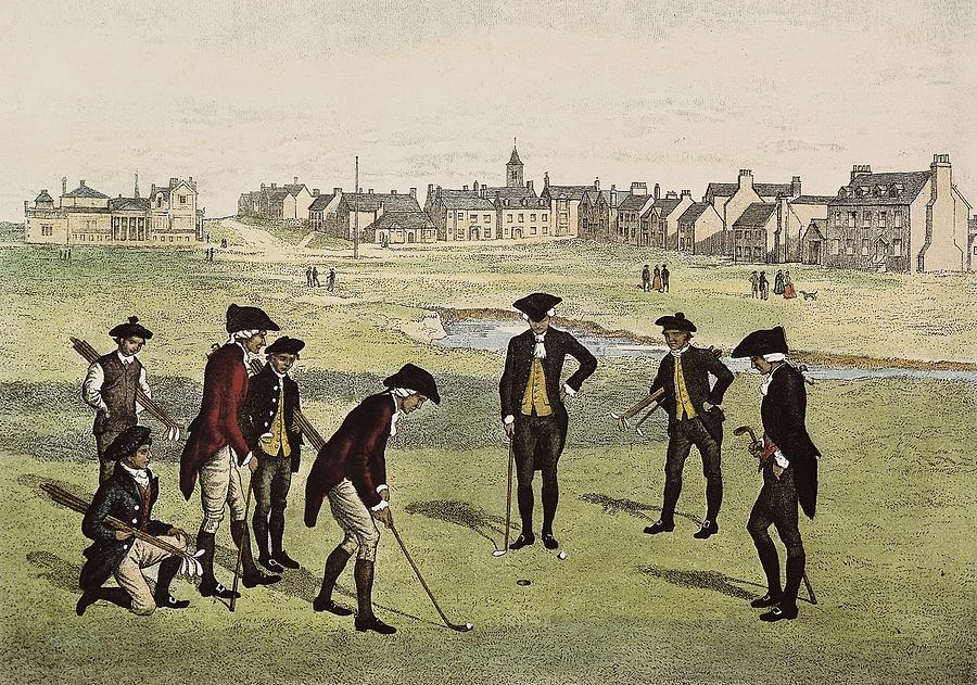 Golf In Saint Andrews 1800. Litography Photograph by Everett Fine Art