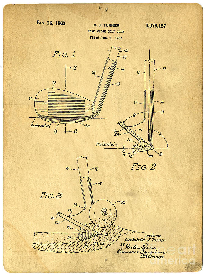 Golf Sand Wedge Patent on Aged Paper Photograph by Edward Fielding