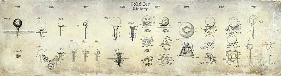Golf Photograph - Golf Tee Patent History Drawing by Jon Neidert