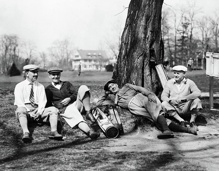 Golfers, C1926 Painting by Granger