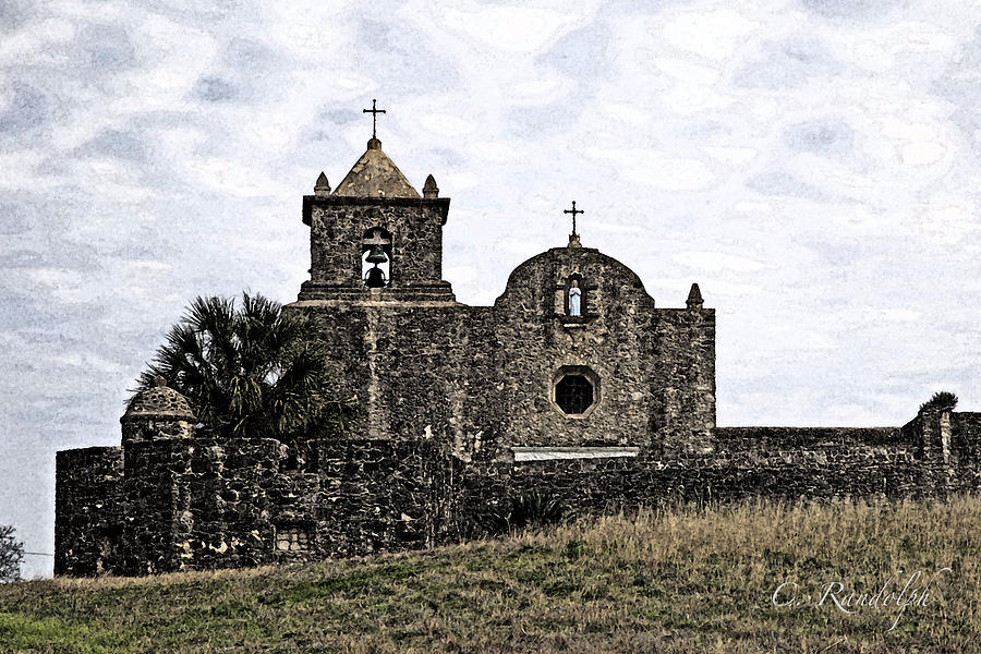Goliad Mission Painted Photograph by Cheri Randolph