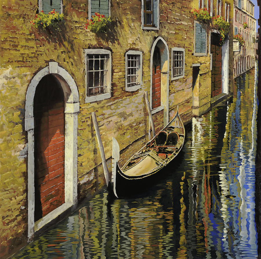 Gondola Painting - Gondola a Venezia by Guido Borelli