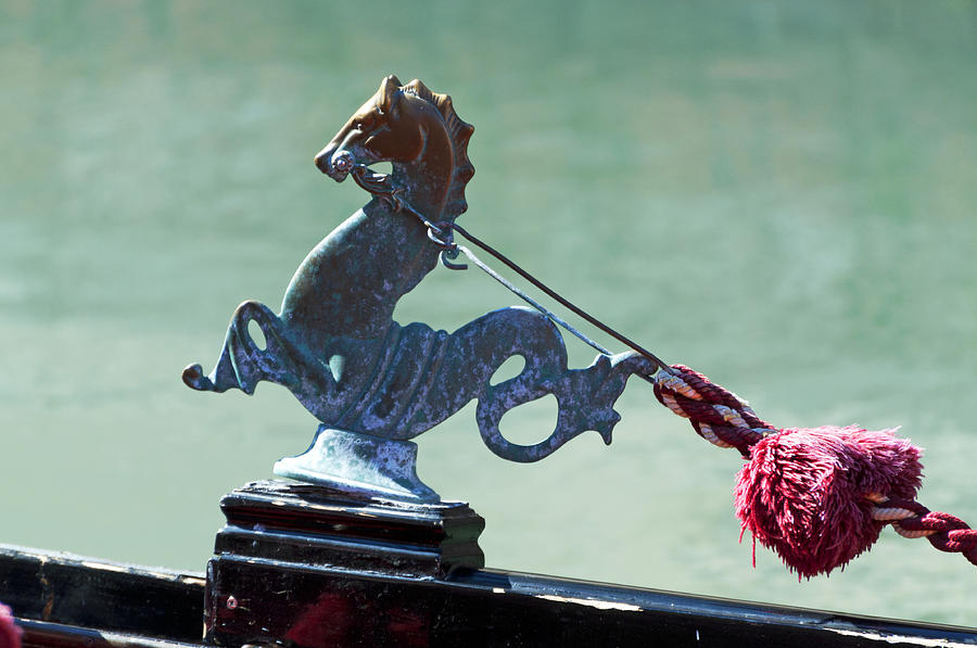 Seahorse Photograph - Gondola Cavai Horse Ornament Venice Italy by Sally Rockefeller