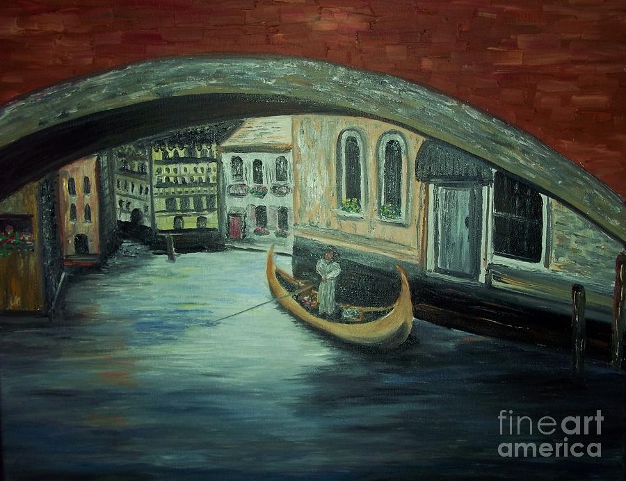 Bridge Painting - Gondola in Venice by Rhonda Lee
