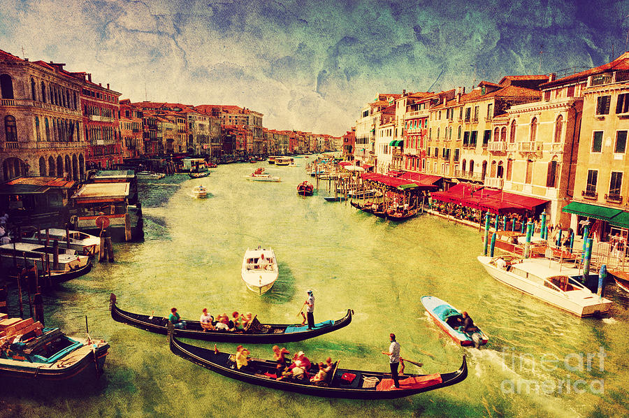 Architecture Photograph - Gondola on Grand Canal in Venice by Michal Bednarek